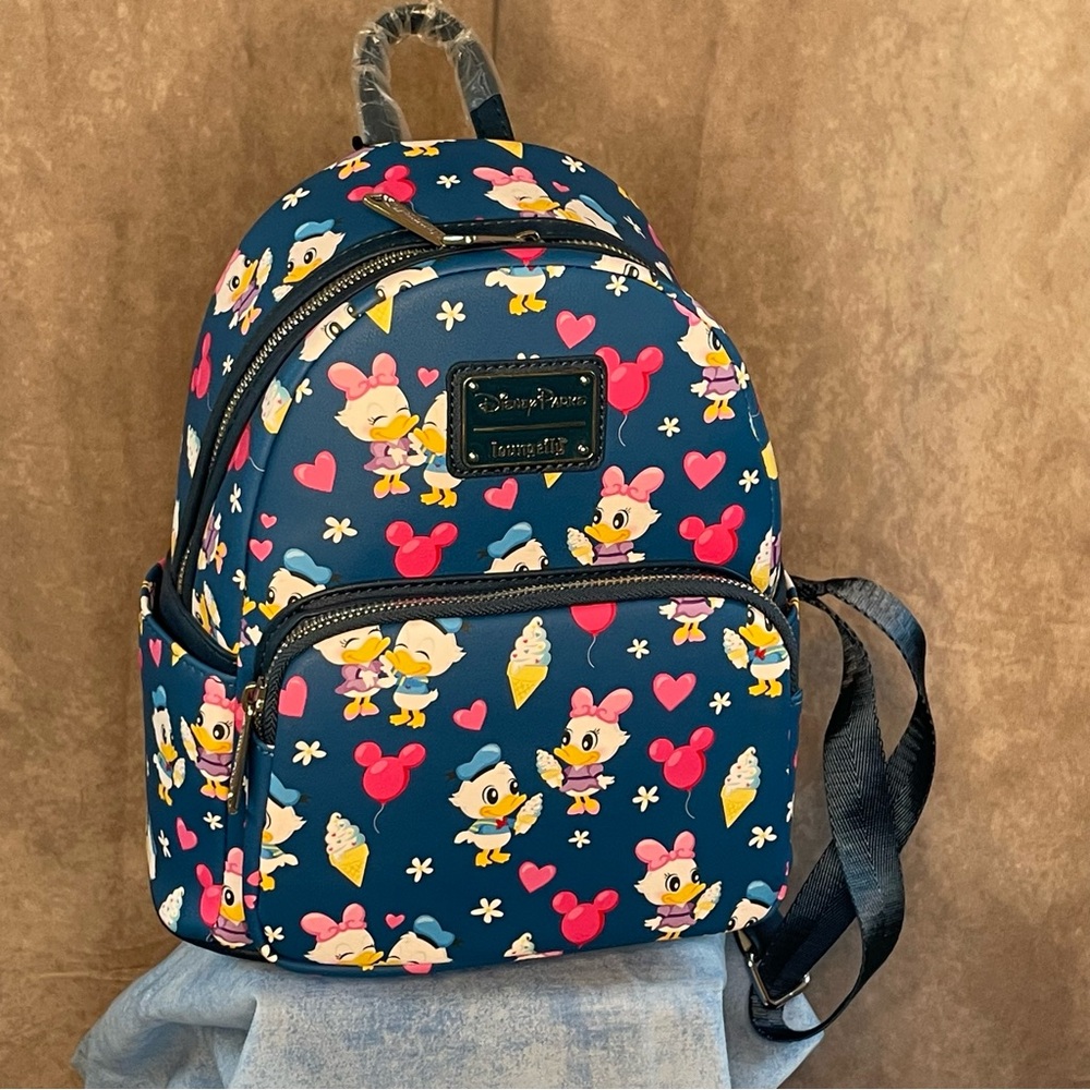 Loungefly X Disney Donald and Daisy Love Mini Backpack Disney Parks NWT